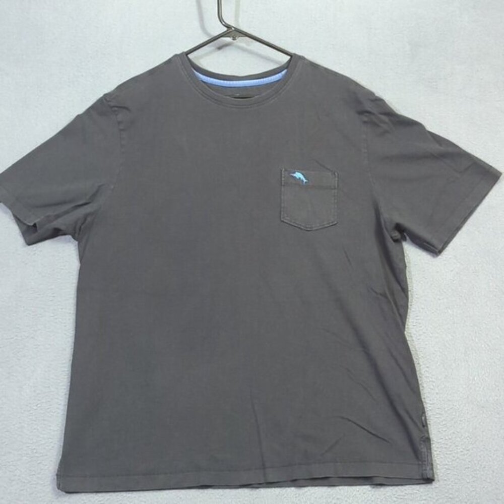 Tommy Bahama T-Shirt Men's L Black Pima Cotton Short Sleeve Pocket Tee - Picture 2 of 9
